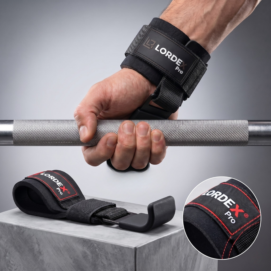 LORDEX Pro Heavy-Duty Lifting Hooks | Ultimate Grip & Wrist Support Straps