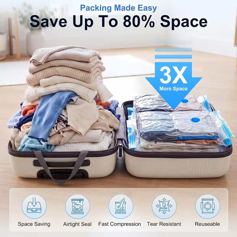 Travel Vacuum Bags with Electric Pump | 7-Piece Set